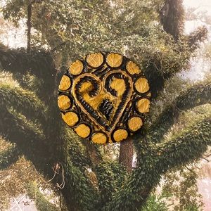 Whimsical Wooden Heart Brooch Pin